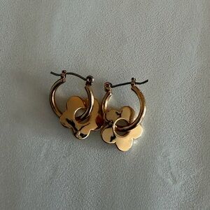 gold hoop earrings with gold flowers